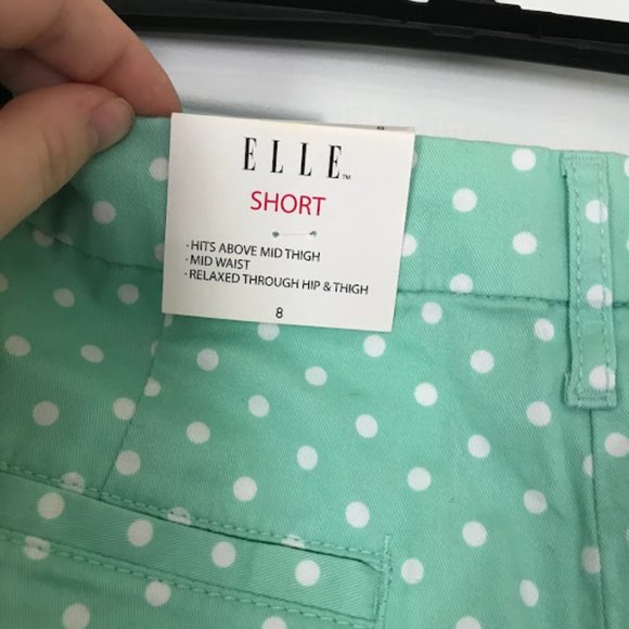 NWT Elle Mid Waist Mint Polka Dot Shorts - Picture 3 of 6